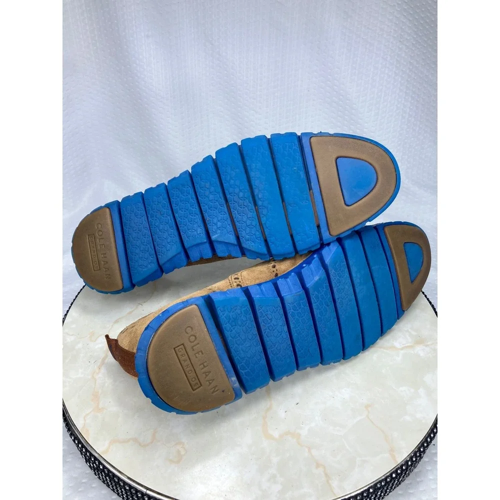 Cole Haan Zerogrand Suede Wingtip Oxfords Shoes Mens Sz 10.5 Tan Brogue Preppy